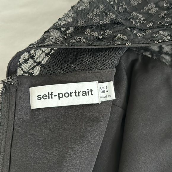 Self-Portrait Mesh Sequin Tiered Mini Dress Size 4 - Picture 9 of 10